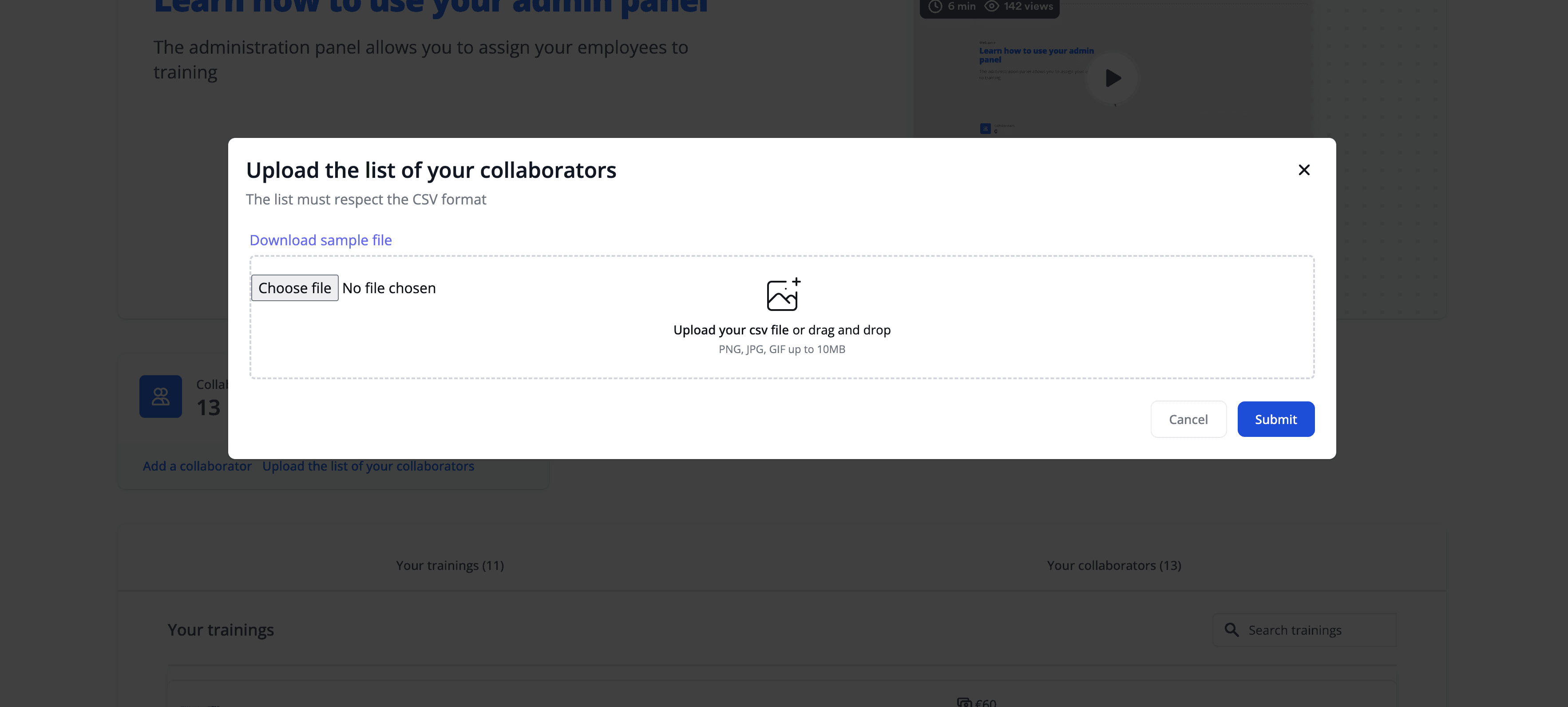 enable collborator upload CSV