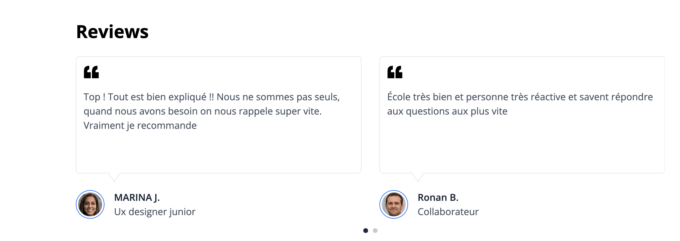 Reviews in admin panel