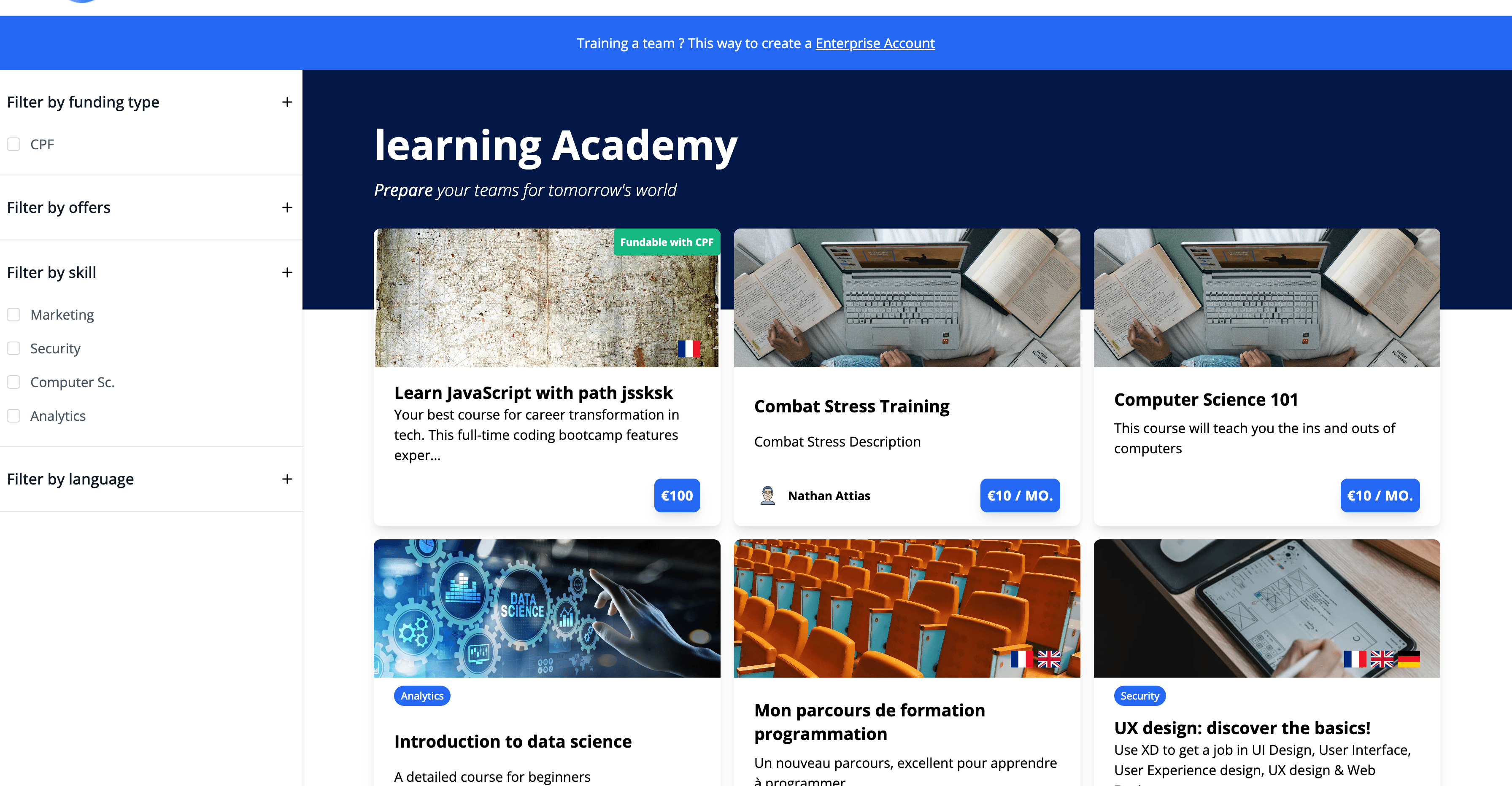 Visible funding filters