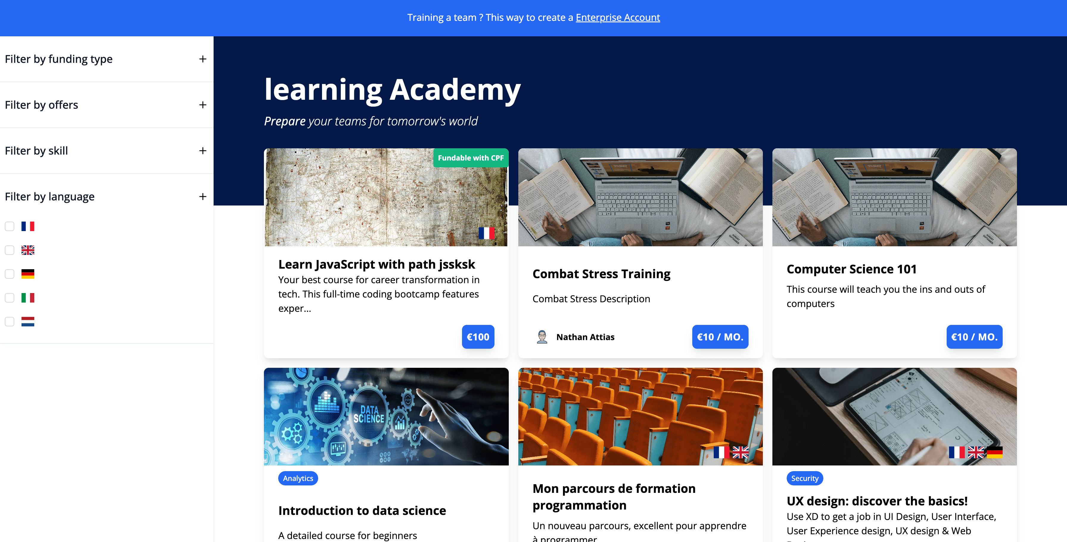 Visible language filters