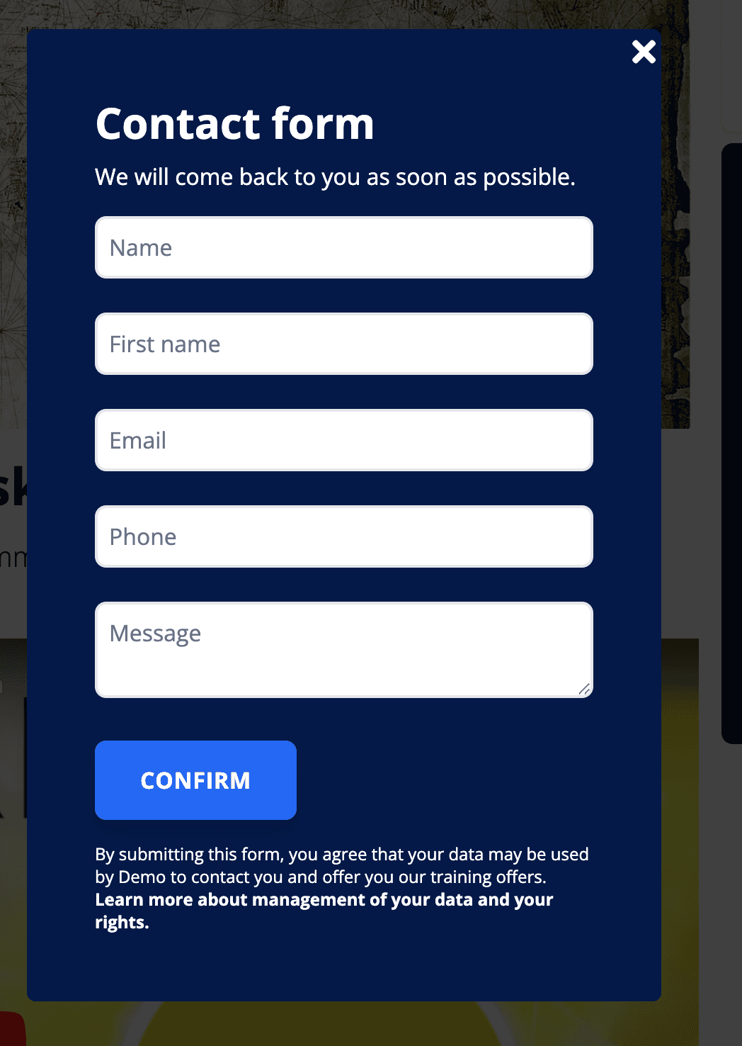 Request details form